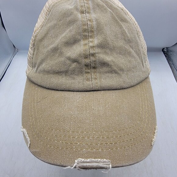 Free People Distressed Beige Trucker Hat Adjustable Casual Going Out Comfort - Picture 9 of 9
